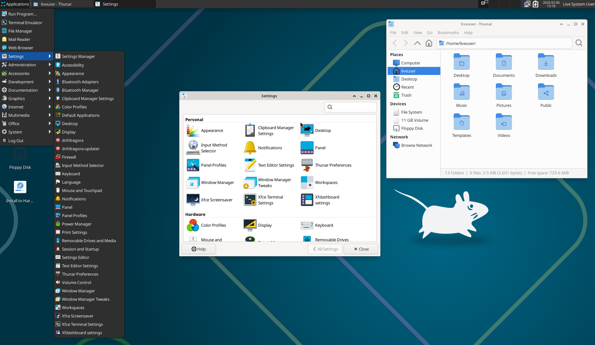XFCE بشكلها الافتراضي